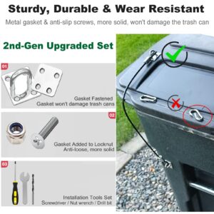 Dxmnoly Trash Can Locks Garbage Can Lid Lock for Animals, Keep Bears Raccoon Squirrels Away from Rummaging, Stainless Steel Bear Racoon Dog Proof Outdoor Trash Bin Lock with Upgraded Nut, 2 Pack