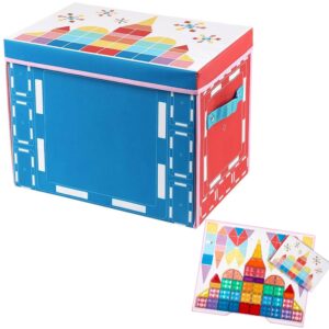 vibrant learning toys magnetic tile storage bin & interactive play-mat