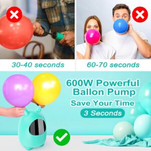 Balloon Pump, Air Balloon Pump Electric Portable Balloon Inflator Pump Dual Nozzle Blower Machine for Party Decoration (Blue)