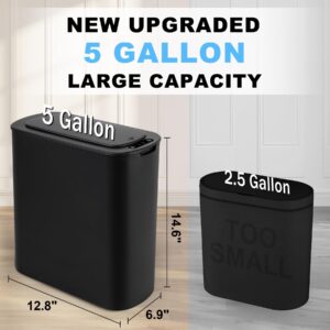 Cesun 5 Gallon Automatic Bathroom Trash Can, Touchless Motion Sensor Garbage Can with Lid, Smart Plastic Slim Wastebasket for Bathroom, Office, rv, Bedroom, Living Room, Black