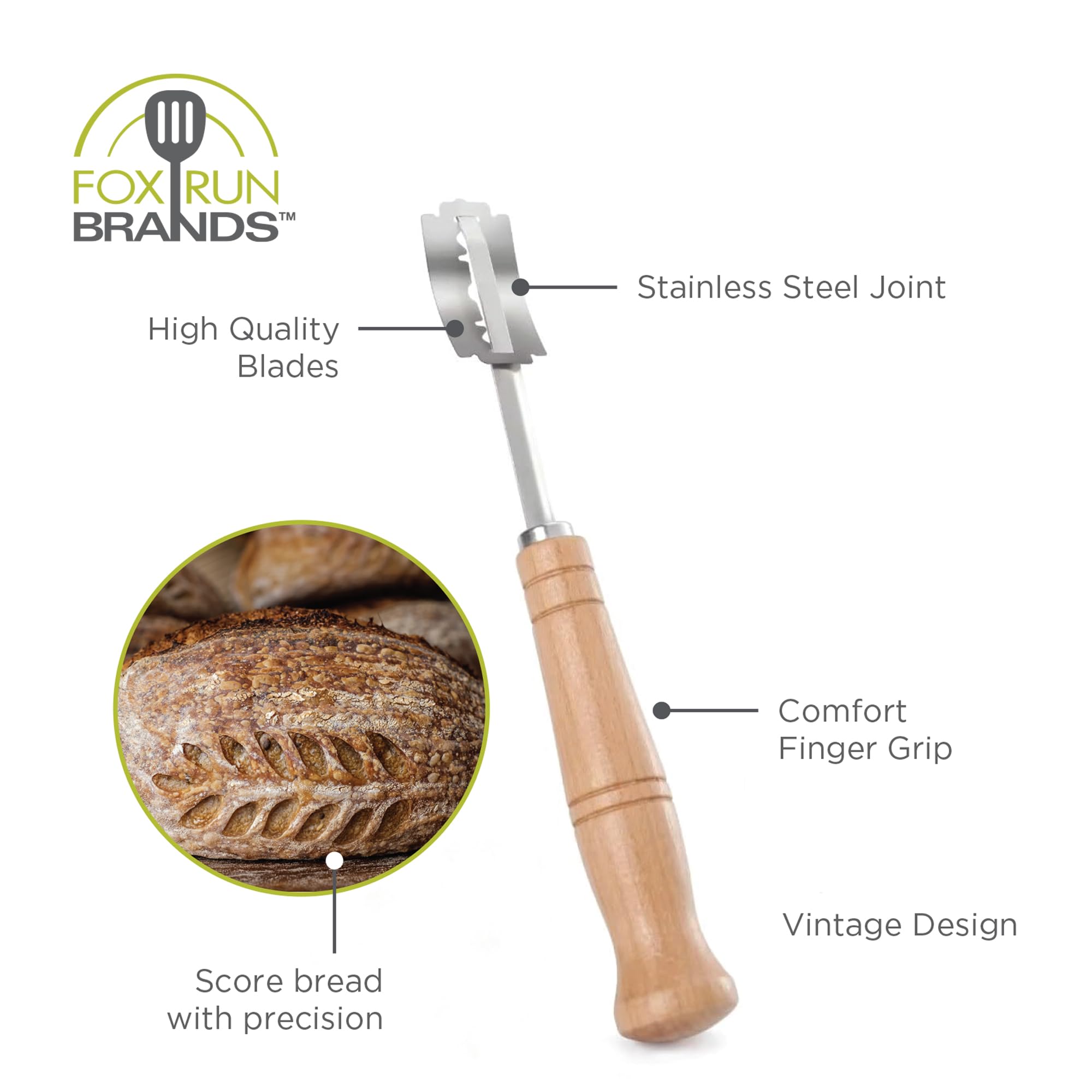 Fox Run Stainless Steel Bread Lame, 15 Blades and Wood Handle