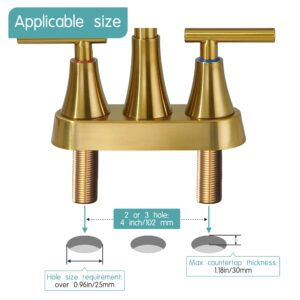 FROPO Brushed Gold Bathroom Sink Faucets - 4Inch Centerset Bathroom Faucet 2-Handle 360 Swivel Spout Gold Faucet Bathroom 2 or 3 Hole with Pop-up Drain & Supply Lines for Bathroom Vanity RV Restroom