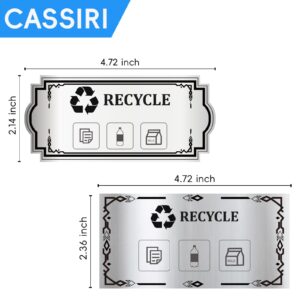 cassiri Recycle Stickers for Trash Bins - 4-Piece Set, Recycle Sticker Standard Garbage Signs Sticker, Trash and Recycle Stickers Waterproof Strong Adhesive, Recycling Stickers for Trash Can (Square)