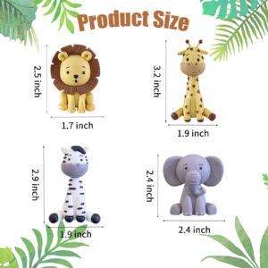 Safari Animal Cake Toppers Jungle Wild Cake Decorations with Lion Giraffe Elephant Zebra for Wild Animals Themed Birthday Cake Decorations