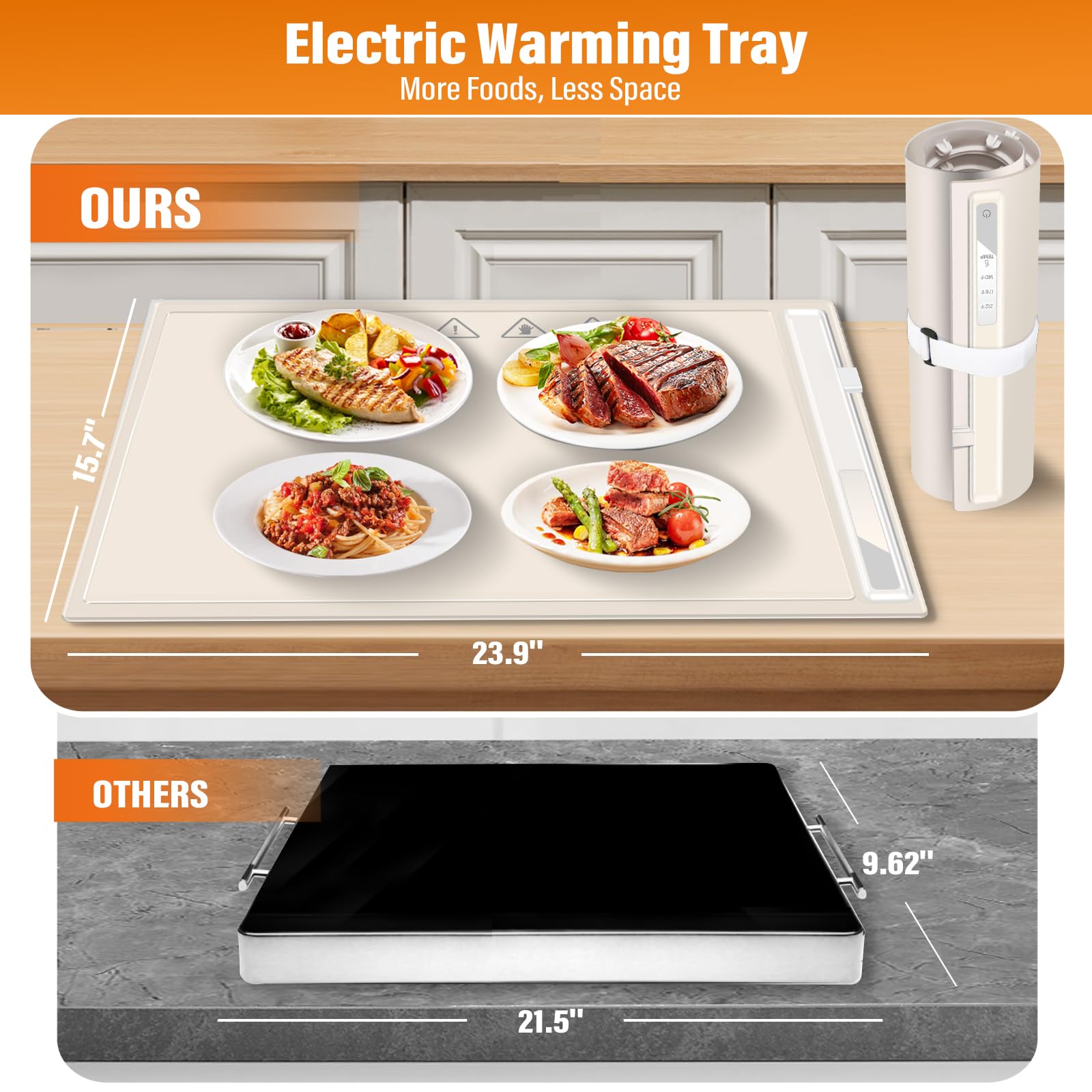 Food Warmer Electric Warming Tray: Silicone Electric Heating Tray for Buffets Party - Hot Plates to Keep Food Warm Men Portable Kitchen Serving Warming Mat Gifts for Women