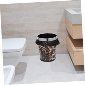 Holibanna Bathroom Trash Can Recycling Bin Round Waste Basket Office Wastebasket Bathroom Garbage Can Trash Cans Office Garbage Can Stainless Steel Leopard Print Container Box