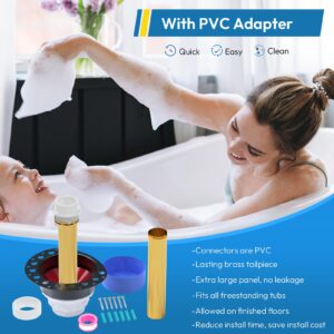 PVC Freestanding Tub Drain Rough-in Kit, Bathtub Drain Kit with PVC Plastic Adapter and Brass Tail Pipes - Compatible with Freestanding Bathtub, Floor Mounted Bathtub and Copper Bathtub