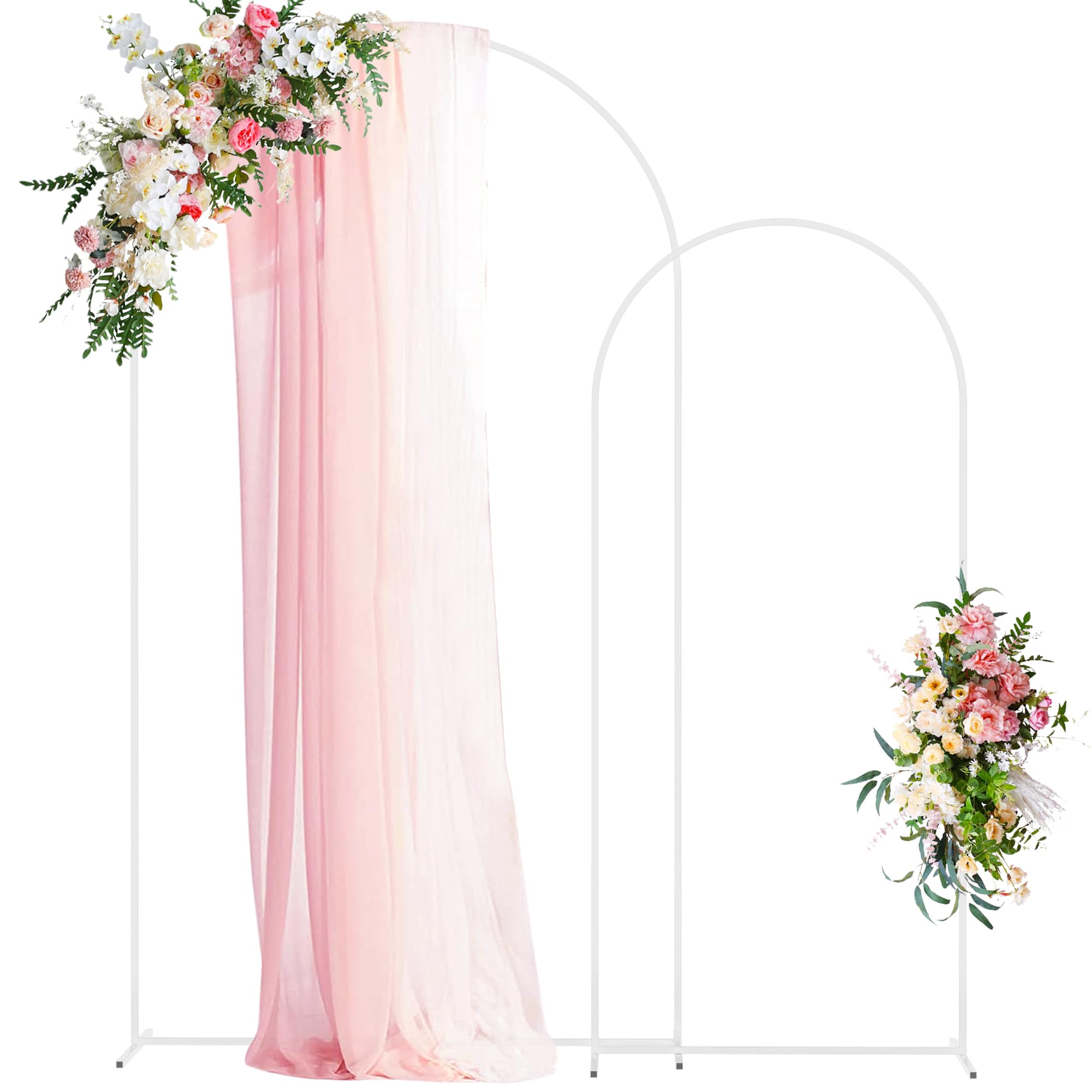 Wokceer Wedding Arch Stand 7.2FT, 6FT White Metal Arch Backdrop Stand Set of 2 for Birthday Party Wedding Ceremony Baby Shower Graduation Decoration