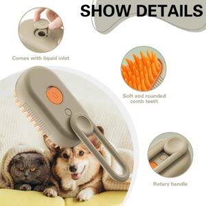 Steamy Pet Brush - Convenient Hair Removal, Easy Collection, Massage Function - Ideal Steam Brush for Cats! (White+Coffee)