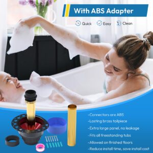 ABS Freestanding Tub Drain Rough-in Kit, ABS Plastic Adapter, Bathtub Drain Kit with Brass Tail Pipes, Compatible with Freestanding Bathtub, Floor Mounted Bathtub and Copper Bathtub