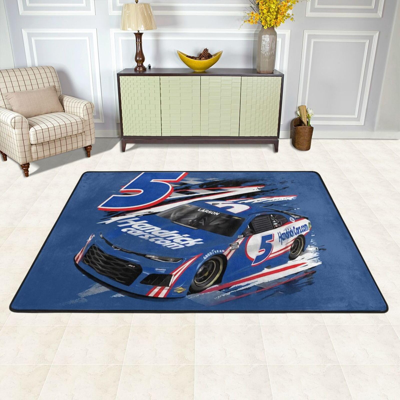 IngKe Kyle Larson 5 Luxury Rug for Bedroom Living Room, Area Rubber Backing Non Slip Mat, Painting