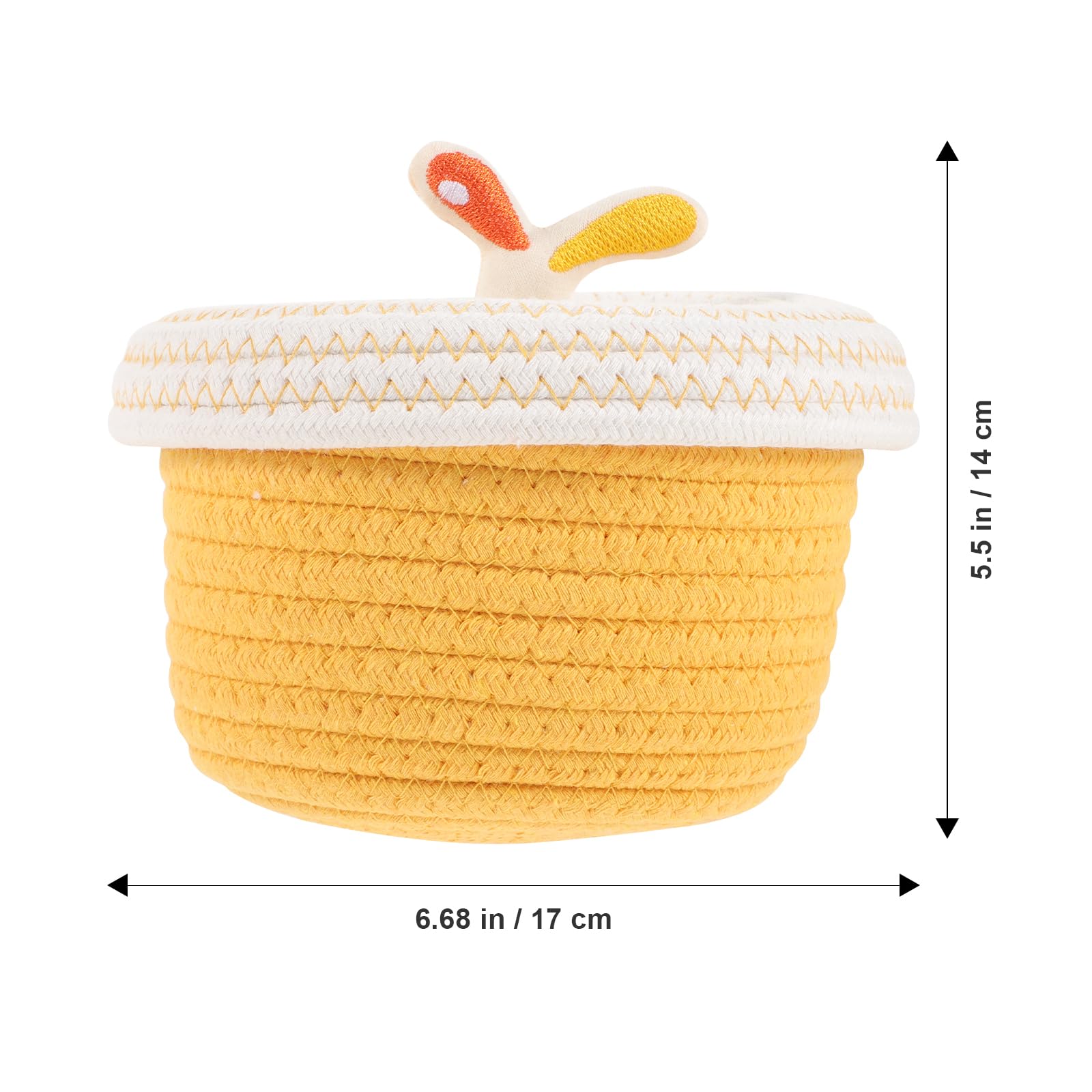 Garneck Small Round Storage Basket - 6.5 Inch Ceative Knitted Storage Basket with Lid - Cute Hazelnuts Shape Decor Desk Basket for Keys, Jewelry, Snacks