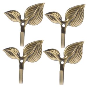 parliky 4pcs rustic wrought iron leaf wall hooks decorative wall mounted coat hooks for entryway bathroom bedroom vintage metal hook for home décor and organization