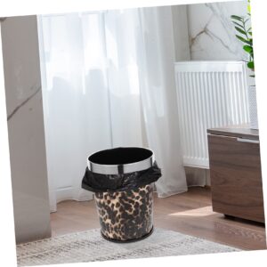 Holibanna Bathroom Trash Can Recycling Bin Round Waste Basket Office Wastebasket Bathroom Garbage Can Trash Cans Office Garbage Can Stainless Steel Leopard Print Container Box