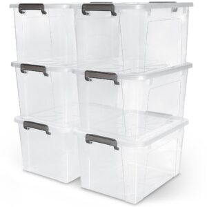 bienvoun plastic storage bins with lids,stackable storage containers for organizing,large clear storage box 45qt 6 packs