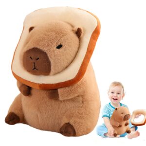 milegi capybara plush toy pillow with wearable bread, 12" cute capybara stuffed animal, soft capybara plushie toy doll pillow for girls boys kids, stuffed capybara toy birthday decorations gifts