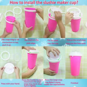 Slushie Maker Cup - DIY Magic Slushy Maker Squeeze Cup for Homemade Milk Shake Ice Cream Maker, Portable Smoothie Squeeze Cup for Juices and Milk, Birthday Gifts for Friends&Family(Pink)