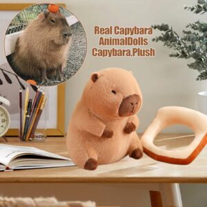 MILEGI Capybara Plush Toy Pillow with Wearable Bread, 12" Cute Capybara Stuffed Animal, Soft Capybara Plushie Toy Doll Pillow for Girls Boys Kids, Stuffed Capybara Toy Birthday Decorations Gifts