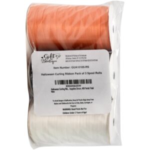 Halloween Curling Ribbon Pack of 3 Spool Orange150 Yard Per Roll Black White Curly Balloon String Ribbons Holiday Gift Wrapping Florist Party Crafts