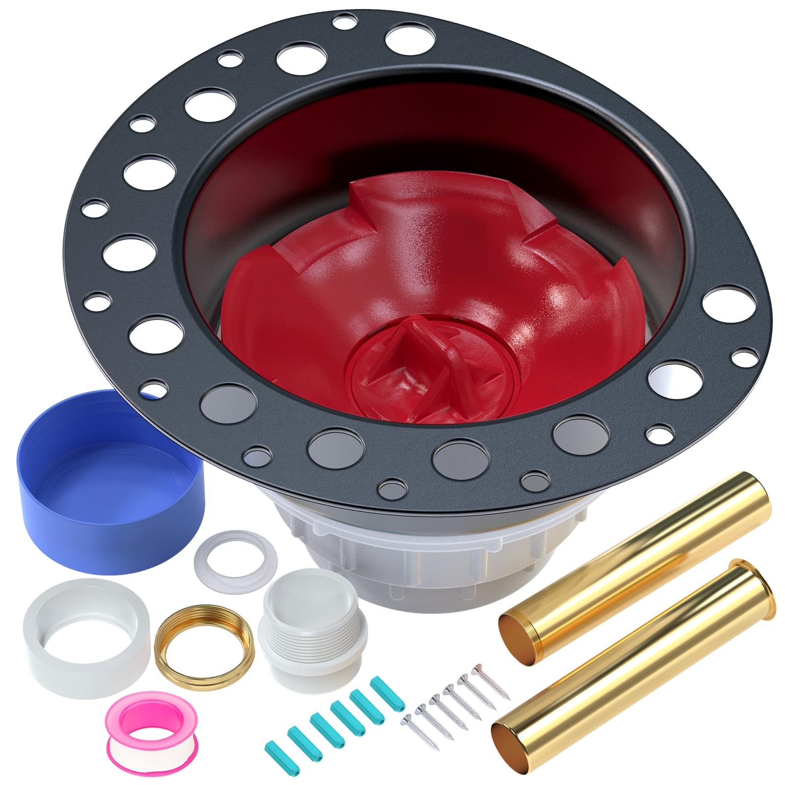 PVC Freestanding Tub Drain Rough-in Kit, Bathtub Drain Kit with PVC Plastic Adapter and Brass Tail Pipes - Compatible with Freestanding Bathtub, Floor Mounted Bathtub and Copper Bathtub