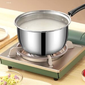 Stainless Steel Saucepan, 1.3 Quart Long Handle Milk Pot with Lid for Warming, Cooking and Boiling Milk, Spaghetti, Soup in Kitchen and Outdoor (18cm)