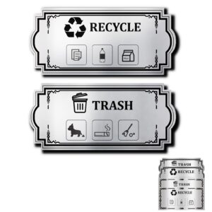 recycle stickers for trash bins - 4-piece set, recycle sticker standard garbage signs sticker, trash and recycle stickers waterproof strong adhesive, recycling stickers for trash can (round)