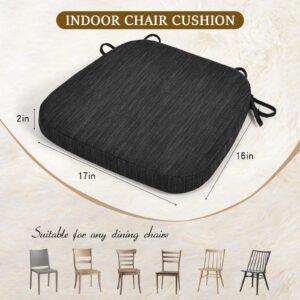 baibu 17 x 16 Inches Dual-Layer Patent Design Memory Foam Non-Slip Kitchen Chair Pad and Dining Seat Cushion with Ties Machine Washable Cover - Black