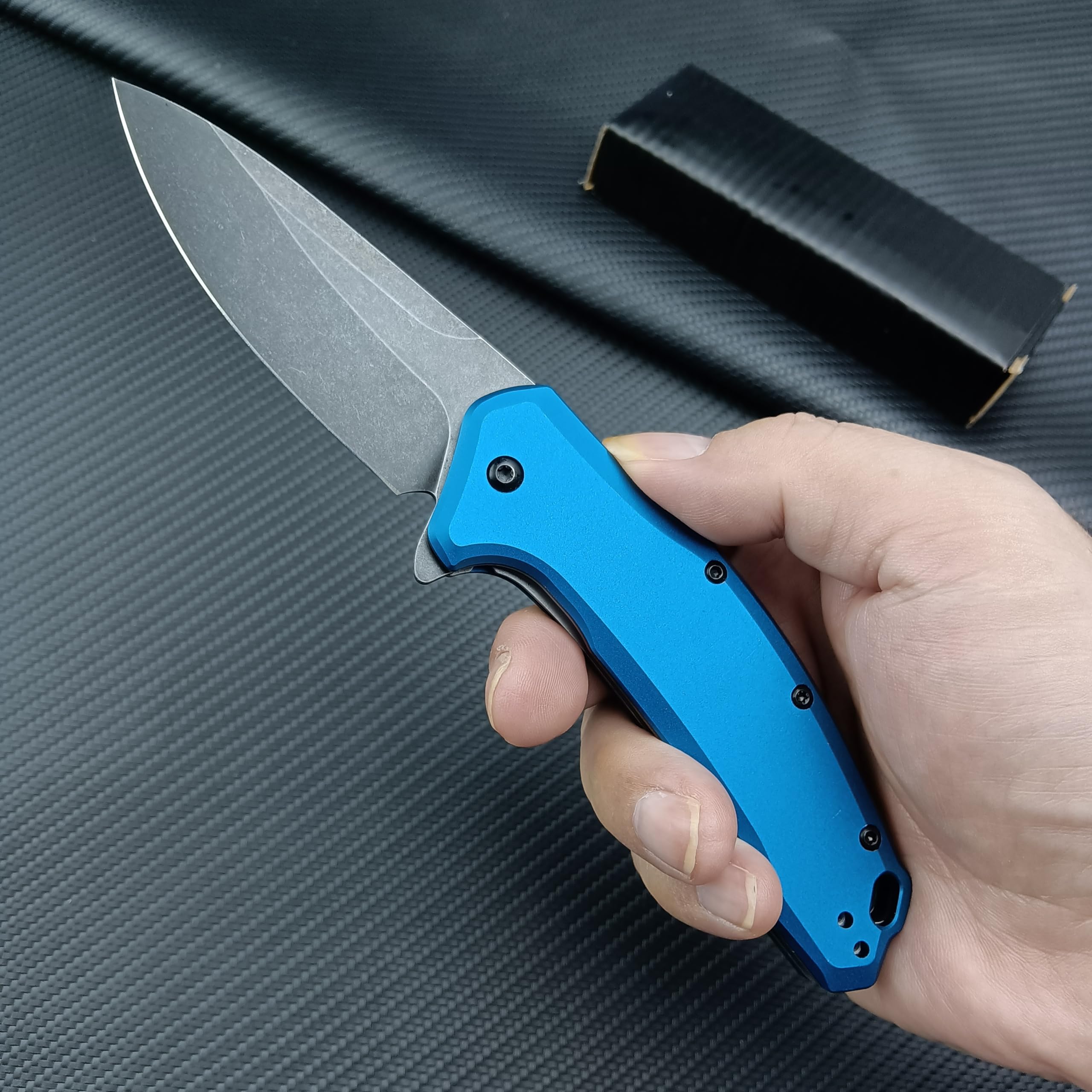 Blue Pocket Knife，3.15" 9Cr13Mov Steel Blade and T6 Aluminium Handle，SpeedSafe Assisted Flipper Folding Knife with Reversible Pocketclip，EDC Liner Lock Knife for Hunting