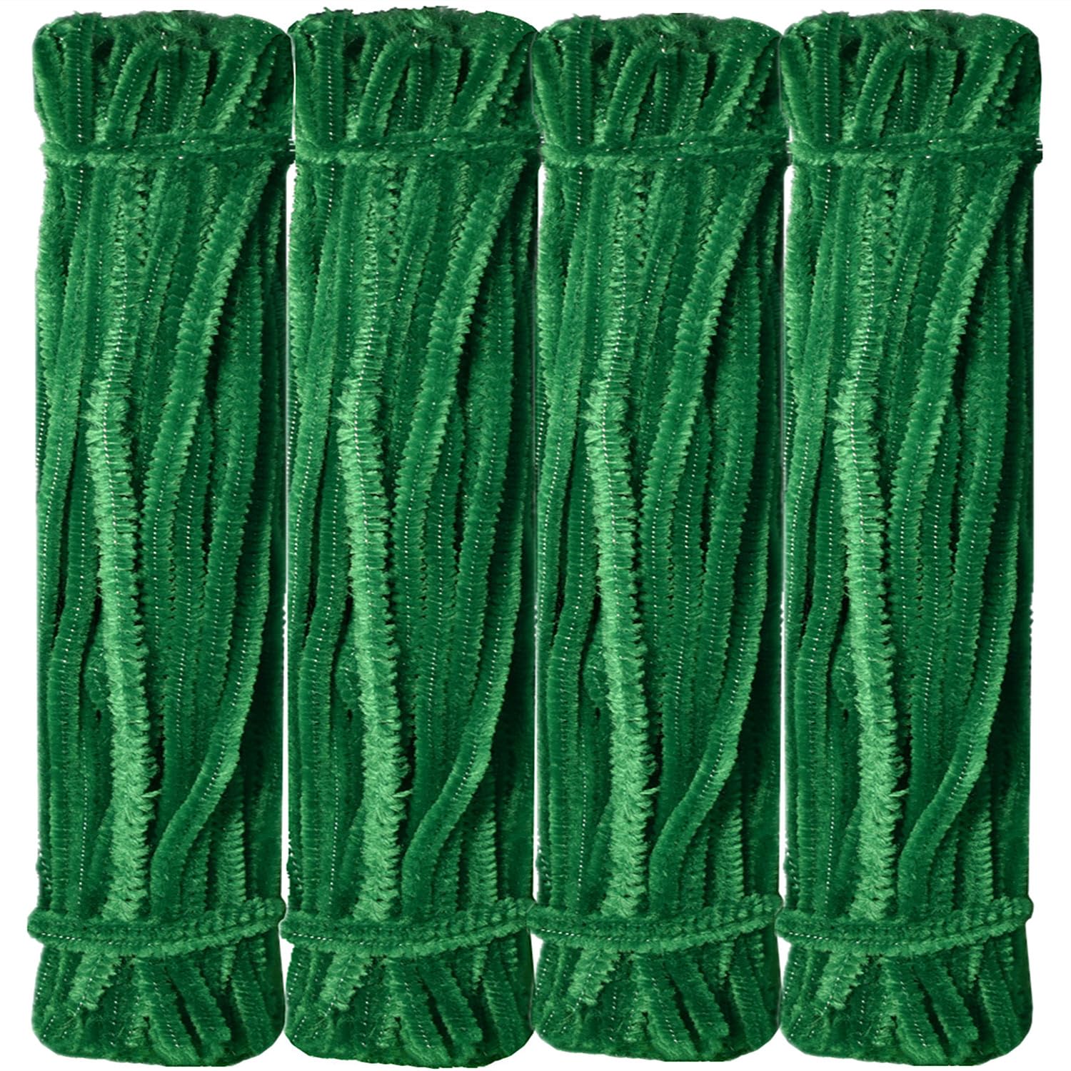 Dark Green Pipe Cleaners Chenille Stems (200 Pack) for DIY Art Craft Decorations Creative (12 in x 0.24 in)