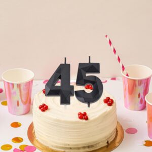 2 inch Black 45 & 54 Birthday Candles, 3D Diamond Number 45th & 54th Cake Topper for Men Women Birthday Party Decorations Theme Party