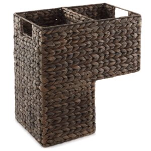 casafield stair step basket with handles, natural - woven water hyacinth staircase basket storage bin organizer