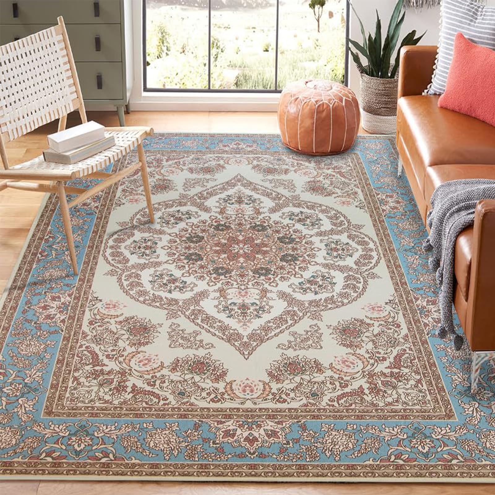 XYORAINN Area Rug Living Room Rugs - 8x10 Abstract Rug Large Rugs for Living Room Dining Room Ultra-Thin, Non-Slip Modern Bedroom Rug Large Carpet Non-Shedding Accent Rug for Office Classroom(Blue)