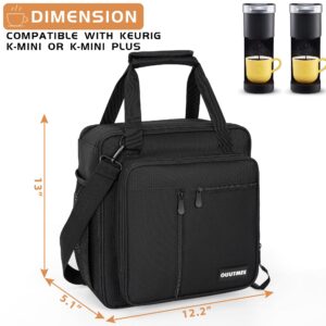 OUUTMEE Coffee Maker Carrying Bag Compatible with Keurig K-Mini or K-Mini Plus, Single Serve Coffee Brewer Portable Storage Bag with Extra Pockets, Storage Tote Case With Multiple Pockets for K-Cup