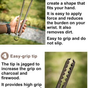 CAMPINGMOON 16-inch Length Fireplace Firewood Tongs with Scissor Shape Serrated Log Claw Tongs for Bonfire Campfire Fire Pit with Wood Hand BKMS-41