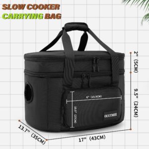 OUUTMEE Slow Cooker Travel Bag, 2 Layers Slow Cooker Carrier, Compatible with 6, 7, 8 Quart Crock-Pot, Insulated Travel Carrier with Easy to Clean Lining