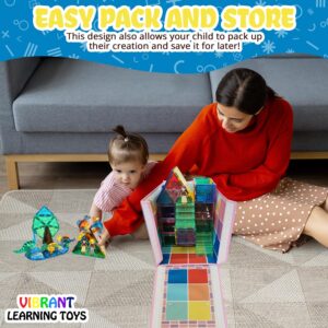 Vibrant Learning Toys Magnetic Tile Storage Bin & Interactive Play-Mat