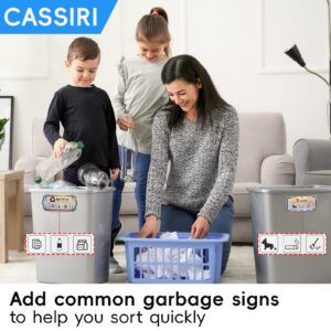 cassiri Recycle Stickers for Trash Bins - 4-Piece Set, Recycle Sticker Standard Garbage Signs Sticker, Trash and Recycle Stickers Waterproof Strong Adhesive, Recycling Stickers for Trash Can (Square)