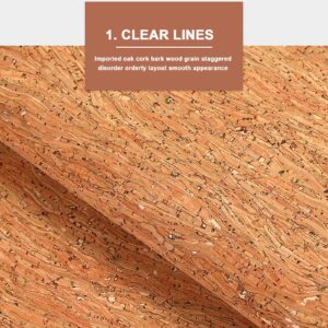 Wood-Patterned Cork Fabric Sheet Sized 23" x 53" (60x135cm), Ideal for Creating DIY Projects Like Wallets, Bags, and Shoes