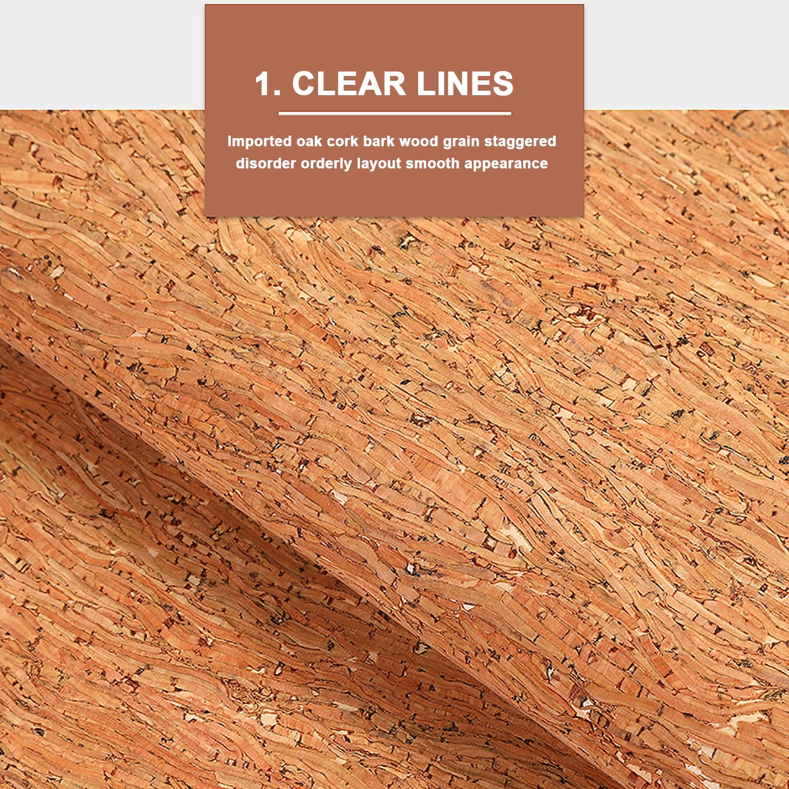 Wood-Patterned Cork Fabric Sheet Sized 23" x 53" (60x135cm), Ideal for Creating DIY Projects Like Wallets, Bags, and Shoes