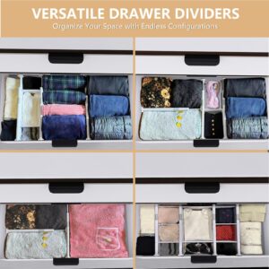 KABUM Adjustable Drawer Divider Organizer Clothes Dresser Organizer,Expandable Organization for Home, Office,2.8" High Expandable from 11.7" to 18.5",4 Dividers with 6 Short and 2 Long Inserts