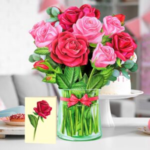 Airpark Paper Flowers Pop Up Cards, 12inch Rose, Greeting Cards Forever Flower Cards 3D Popup Cards with Note Card and Envelope for Christmas, Birthday Gifts for Women Kids, Holiday Decorations