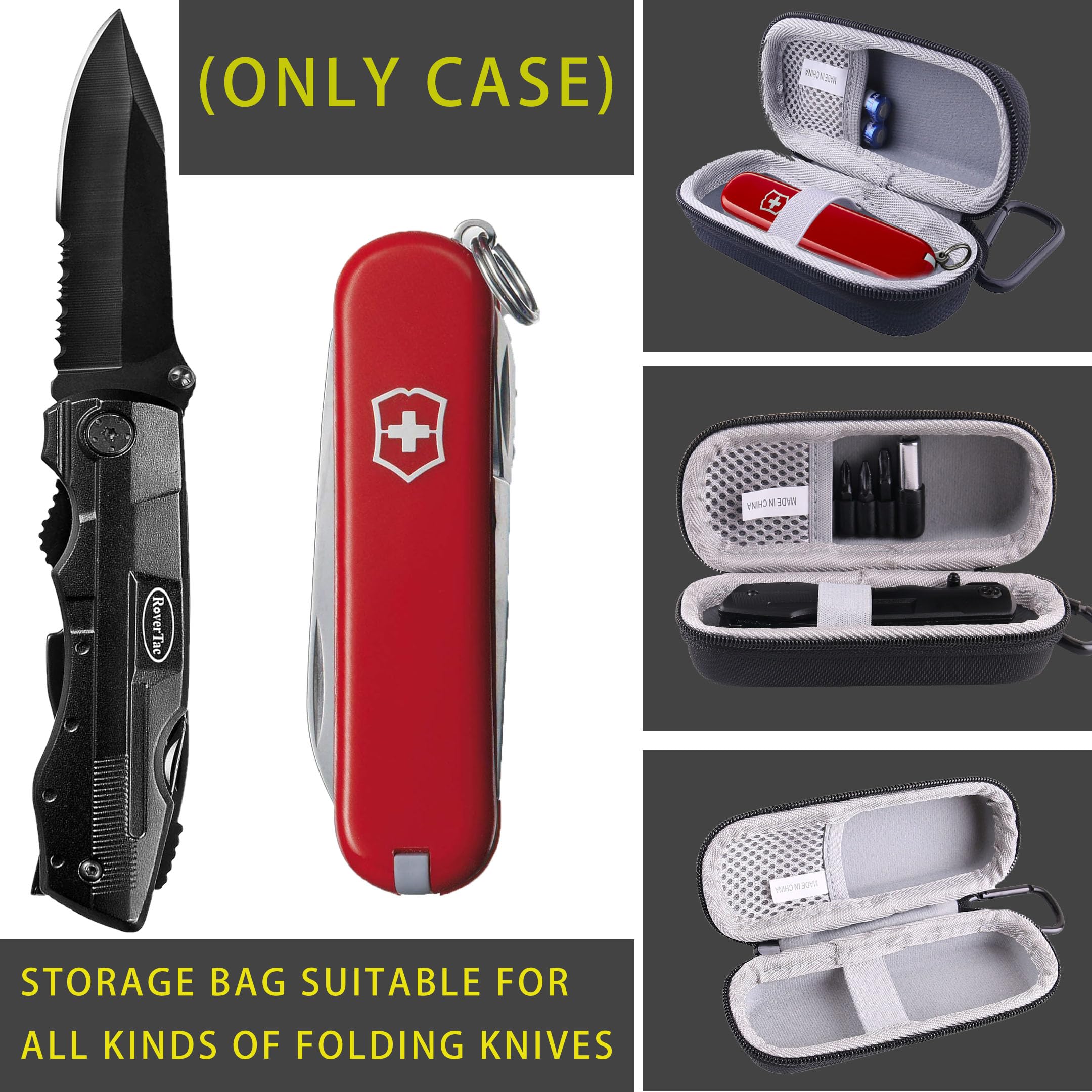 JINMEI Hard EVA Carrying Case Compatible with RoverTac Pocket Knife/Titorld Pocket Knife Multitool/ZAVIT/RoverTac Folding Knife, Victorinox Swiss Army SD Pocket Knife case(Only Case).