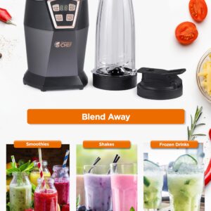 COMMERCIAL CHEF Personal Blender with 3 Modes, Blender for Smoothies, Shakes & More with 6 Stainless Steel Blades, 1000W Small Blender with LED Display