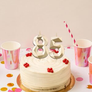 2 inch Gold 85 & 58 Birthday Candles, 3D Diamond Number 85th & 58th Cake Topper for Men Women Birthday Party Decorations Theme Party