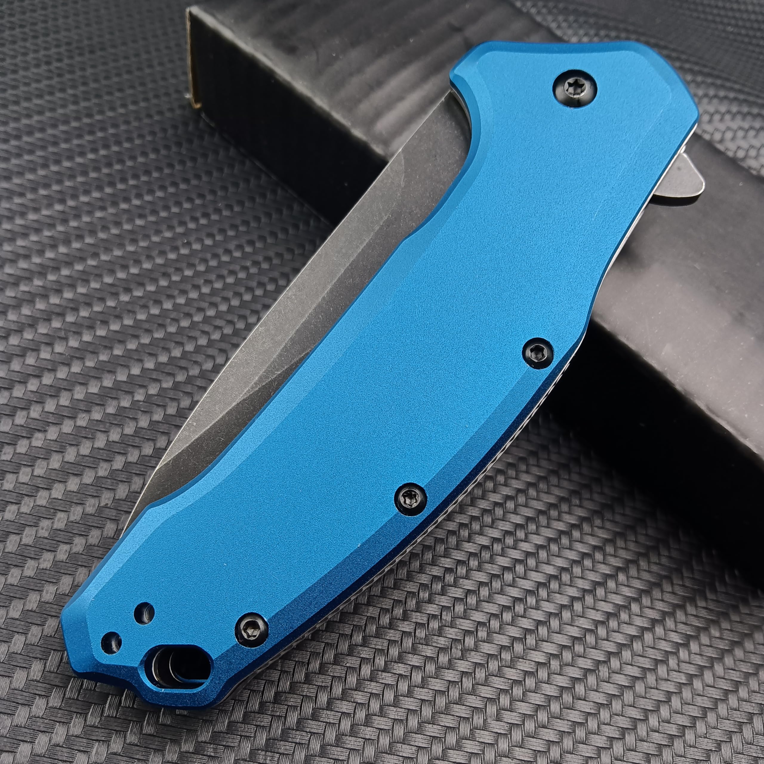 Blue Pocket Knife，3.15" 9Cr13Mov Steel Blade and T6 Aluminium Handle，SpeedSafe Assisted Flipper Folding Knife with Reversible Pocketclip，EDC Liner Lock Knife for Hunting