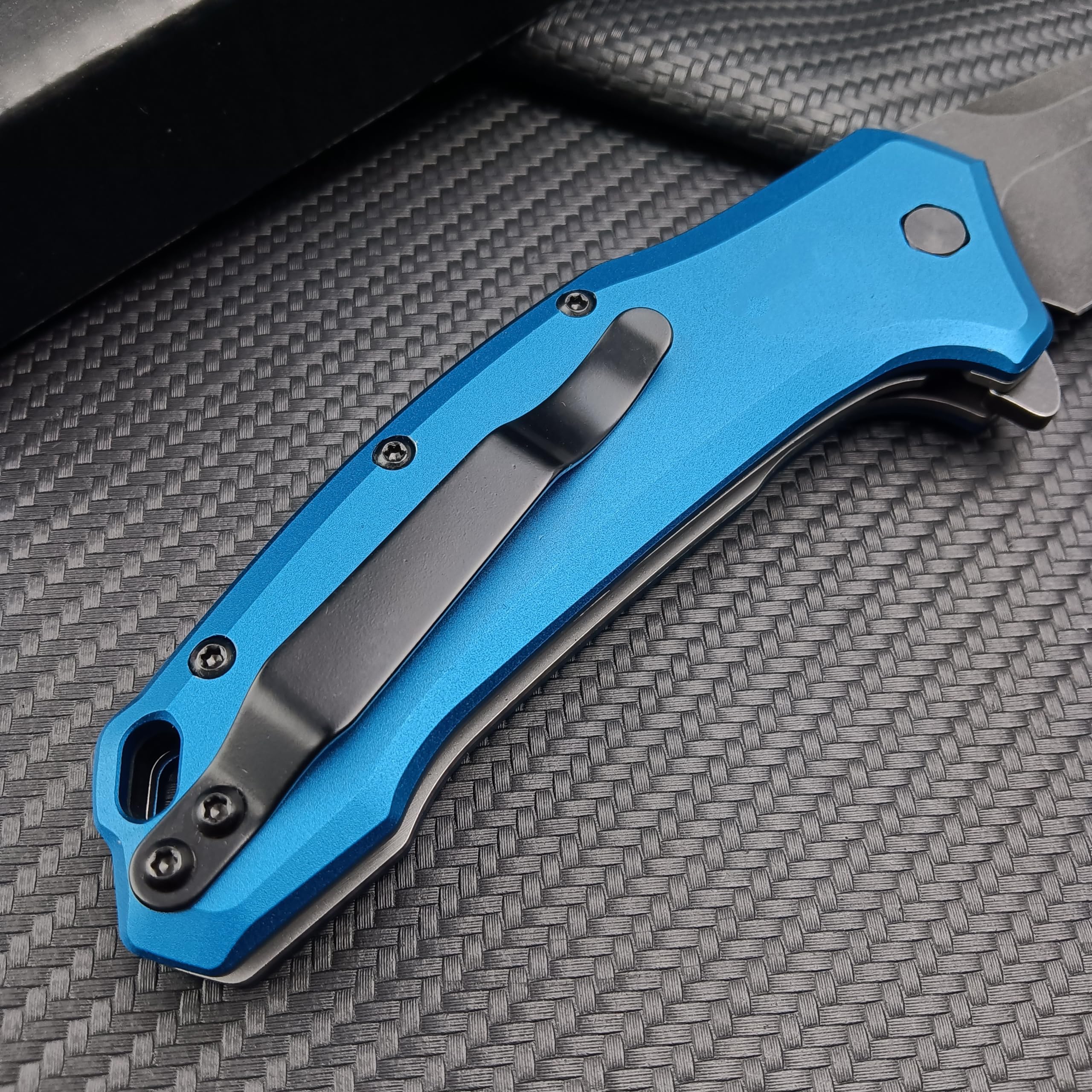 Blue Pocket Knife，3.15" 9Cr13Mov Steel Blade and T6 Aluminium Handle，SpeedSafe Assisted Flipper Folding Knife with Reversible Pocketclip，EDC Liner Lock Knife for Hunting