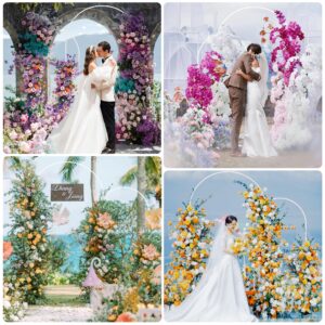 Wokceer Wedding Arch Stand 7.2FT, 6FT White Metal Arch Backdrop Stand Set of 2 for Birthday Party Wedding Ceremony Baby Shower Graduation Decoration