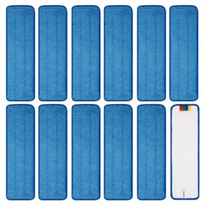 12 pack replacement microfiber pad for universal commercial 18 inch mop head- heavy duty - wet & dry commercial cleaning refills reusable mop refills fit for most microfiber flat mop system