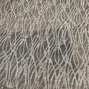 Glitter Wave Lace Fabric by The Yard - Perfect for Wedding Decorations, Bridal Shower, Wedding Tablecloth - Glitter Veil, and Elegant Crafts - 58 inch - 1 Yard (Silver White)