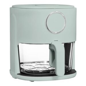 cook with color colorful 1200w 4qt air fryer: glass basket, dishwasher safe, 60min timer, 6 presets, temp control 175f-400f, 4 qt, sage